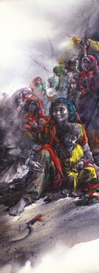 Ali Abbas, 11 x 30 Inch, Watercolor on Paper, Figurative Painting, AC-AAB-175